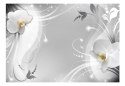 Fototapeta - Srebrny wzór i orchidea