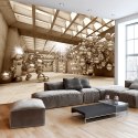 Fototapeta - Złoty Korytarz Figury 3D