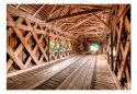 Fototapeta - Drewniany most, Tunel 3D
