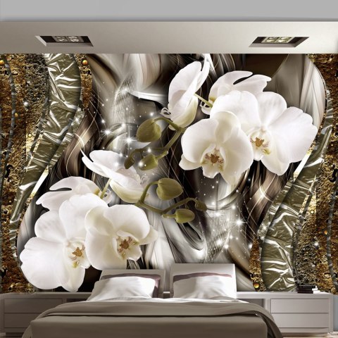 Fototapeta - Złoto i biała orchidea Fototapeta - Złoto i biała orchidea