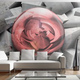 Fototapeta - Czerwona Kula, Beton 3D
