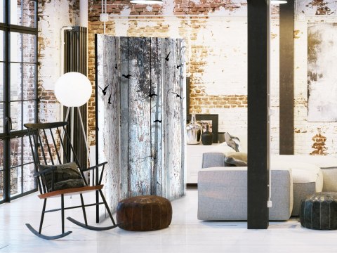 Parawan 3-częściowy - Rustykalne deski 