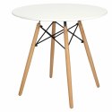 NOWOCZESNY OKRĄGŁY STÓŁ DO JADALNI - BIAŁY, 80 cm, DREWNIANE NOGI