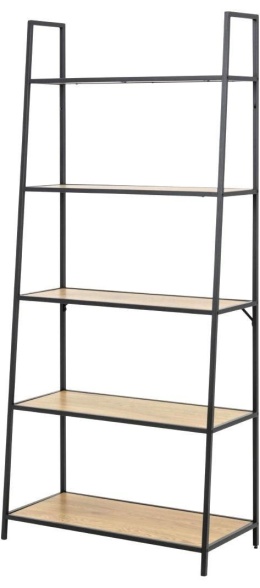 SKOŚNY REGAŁ, DENMARK, MDF, DĄB, CZARNY METAL, INDUSTRIALNY, LOFT, 175 CM