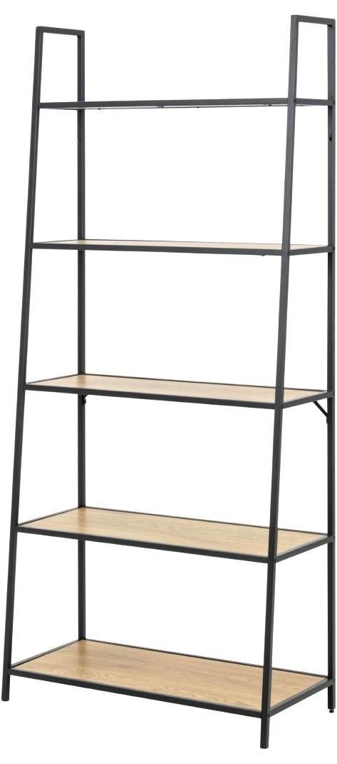 SKOŚNY REGAŁ, DENMARK, MDF, DĄB, CZARNY METAL, INDUSTRIALNY, LOFT, 175 CM