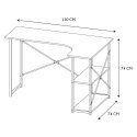 BIURKO NAROŻNE, BIAŁY METAL, MDF DĄB, 2 PÓŁKI, LOFT, SKANDYNAWSKIE, 120 CM