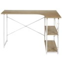 BIURKO NAROŻNE, BIAŁY METAL, MDF DĄB, 2 PÓŁKI, LOFT, SKANDYNAWSKIE, 120 CM
