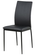 CZARNE ELEGANCKIE KRZESŁO DO JADALNI, METAL, KLASYCZNE, SKÓRA,TAPICEROWANE
