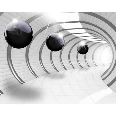 Fototapeta - Kule w tunelu 3D, biała Fototapeta - Kule w tunelu 3D, biała