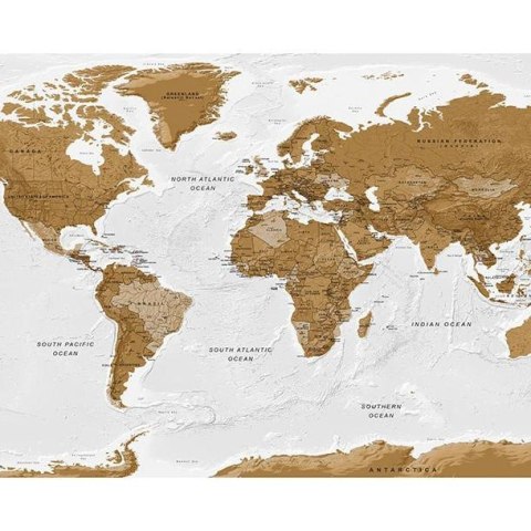 Fototapeta - Mapa świata biała, brąz Fototapeta - Mapa świata biała, brąz