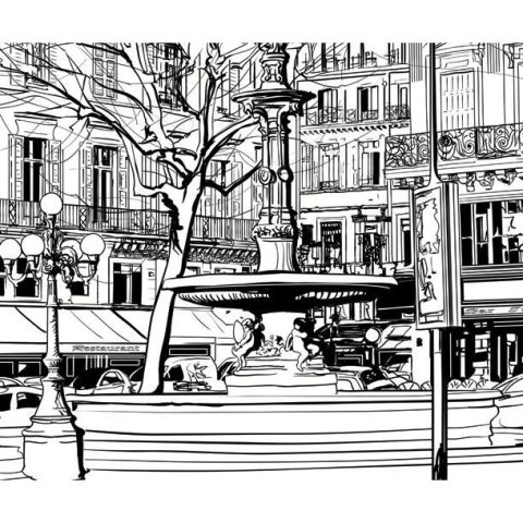 Fototapeta - Sketch Parisian Fountain