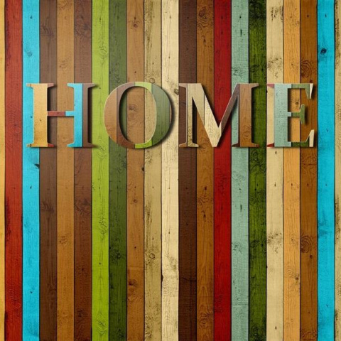 Fototapeta - HOME, deski, kolorowa Fototapeta - HOME, deski, kolorowa