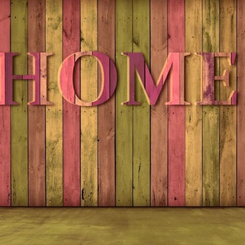 Fototapeta - HOME, deski, różowa Fototapeta - HOME, deski, różowa