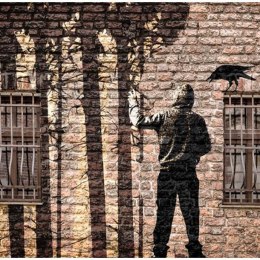 Fototapeta - Mur, graffiti, drzewa