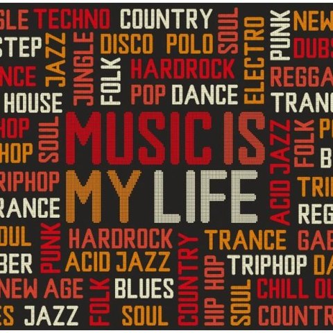 Fototapeta - Music is my life, Napisy