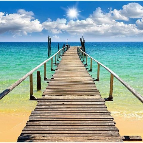 Fototapeta - Plaża, słońce, pomost Fototapeta - Plaża, słońce, pomost