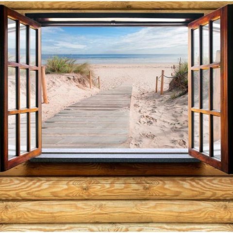 Fototapeta - Plaża za oknem, morze Fototapeta - Plaża za oknem, morze