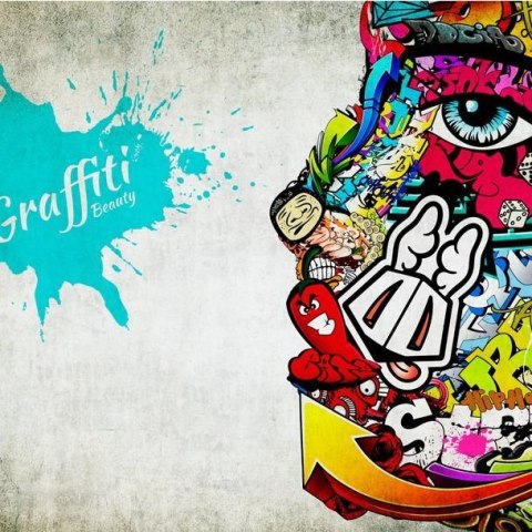 Fototapeta - Twarz z graffiti, postać Fototapeta - Twarz z graffiti, postać
