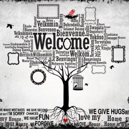 Fototapeta - Welcome, drzewo, napisy