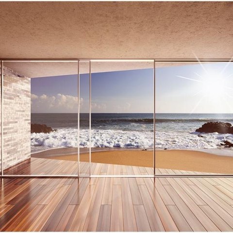Fototapeta - Nowoczesne okno na plażę Fototapeta - Nowoczesne okno na plażę