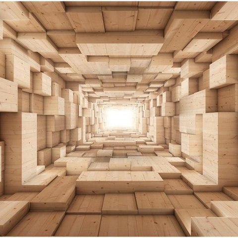 Fototapeta - Tunel, Światło, 3D złota