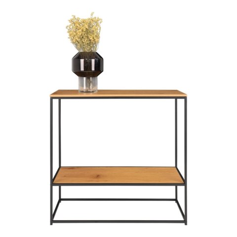 INDUSTRIALNA KONSOLA LOFT, CZARNY METAL, DĄB, KOMODA, Z PÓŁKĄ, 80 CM INDUSTRIALNA KONSOLA LOFT, CZARNY METAL, DĄB, KOMODA, Z PÓŁKĄ, 80 CM