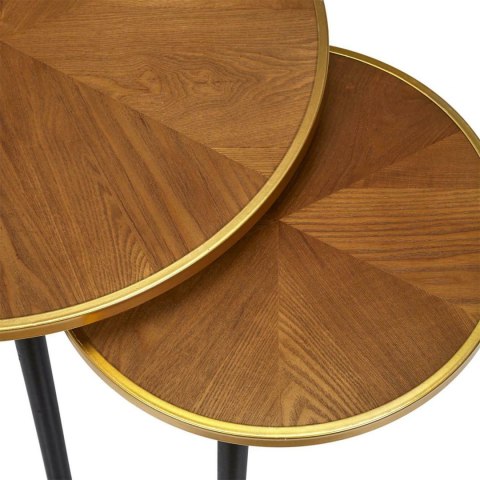ZESTAW 2 OKRĄGŁYCH STOLIKÓW LOFT, DREWNIANY BLAT 60 cm, CZARNE NOGI, 2w1 ZESTAW 2 OKRĄGŁYCH STOLIKÓW LOFT, DREWNIANY BLAT 60 cm, CZARNE NOGI, 2w1