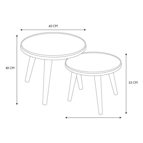 ZESTAW 2 OKRĄGŁYCH STOLIKÓW LOFT, DREWNIANY BLAT 60 cm, CZARNE NOGI, 2w1 ZESTAW 2 OKRĄGŁYCH STOLIKÓW LOFT, DREWNIANY BLAT 60 cm, CZARNE NOGI, 2w1