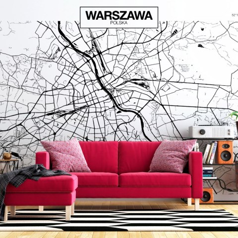 Fototapeta - Mapa Warszawy, Kontur Fototapeta - Mapa Warszawy, Kontur