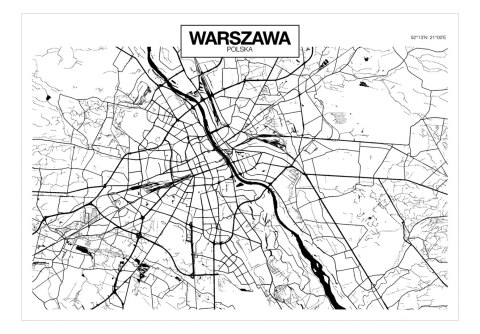 Fototapeta - Mapa Warszawy, Kontur Fototapeta - Mapa Warszawy, Kontur