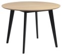 OKRĄGŁY STÓŁ ROX, DĘBOWY BLAT MDF, CZARNE NOGI, DO JADALNI, LOFT, 105 CM