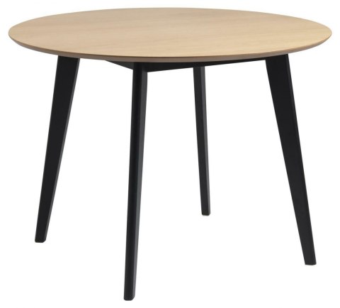 OKRĄGŁY STÓŁ ROX, DĘBOWY BLAT MDF, CZARNE NOGI, DO JADALNI, LOFT, 105 CM