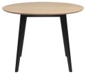 OKRĄGŁY STÓŁ ROX, DĘBOWY BLAT MDF, CZARNE NOGI, DO JADALNI, LOFT, 105 CM