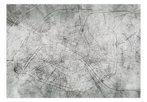 Fototapeta - Mapa Paryża, Loft, Beton Fototapeta - Mapa Paryża, Loft, Beton