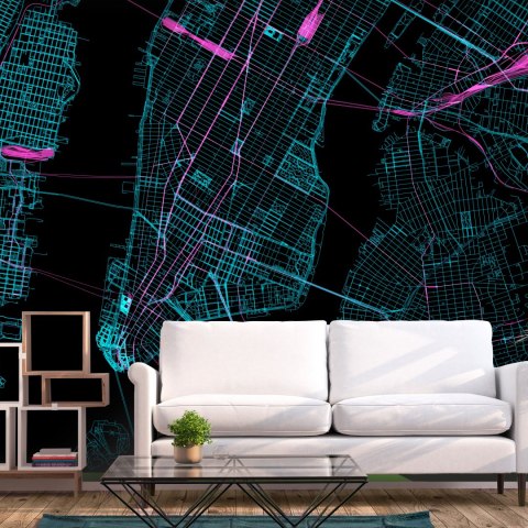 Fototapeta - Mapa Manhattanu, Ciemna Fototapeta - Mapa Manhattanu, Ciemna
