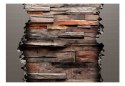 Fototapeta - Drewno i betonowy mur 3D