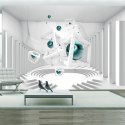 Fototapeta - Biała, Turkusowe Kule 3D