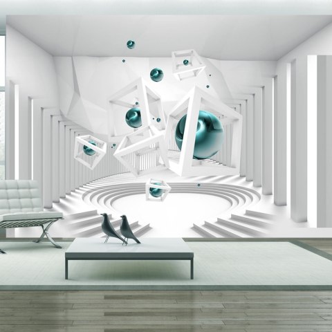 Fototapeta - Biała, Turkusowe Kule 3D Fototapeta - Biała, Turkusowe Kule 3D