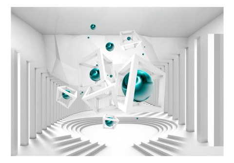 Fototapeta - Biała, Turkusowe Kule 3D Fototapeta - Biała, Turkusowe Kule 3D