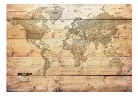 Fototapeta - Mapa świata na deskach Fototapeta - Mapa świata na deskach
