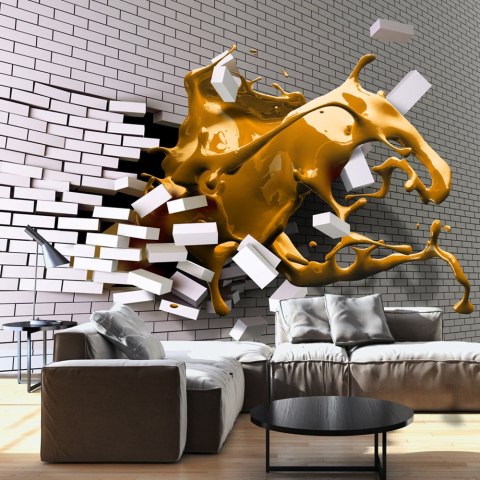 Fototapeta - Żółty Kleks 3D, Mur Fototapeta - Żółty Kleks 3D, Mur