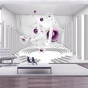 Fototapeta - Biała 3D, Fioletowe Kule