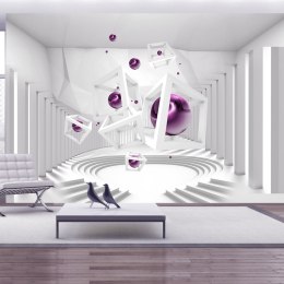 Fototapeta - Biała 3D, Fioletowe Kule