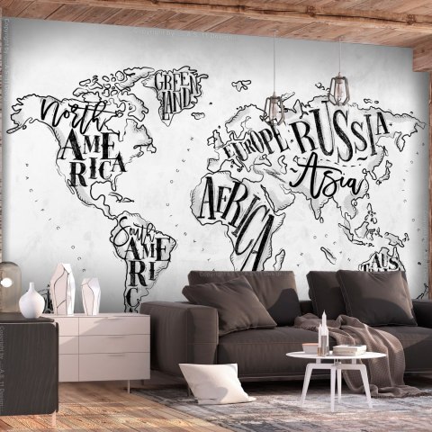 Fototapeta samoprzylepna - Biała Mapa Napisy Fototapeta samoprzylepna - Biała Mapa Napisy