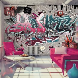 Fototapeta - Różowo-Szare Graffiti