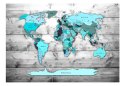 Fototapeta - Mapa, Drewno, Turkus