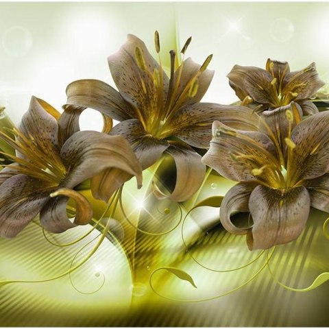 Fototapeta - Zielone Lilie 3D Fototapeta - Zielone Lilie 3D