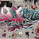Fototapeta - Różowo-Szare Graffiti