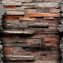 Fototapeta - Drewno i betonowy mur 3D