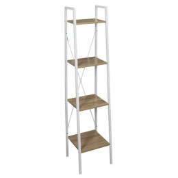 BIAŁY REGAŁ - INDUSTRIAL, DĄB, METAL, 4 PÓŁKI, MDF